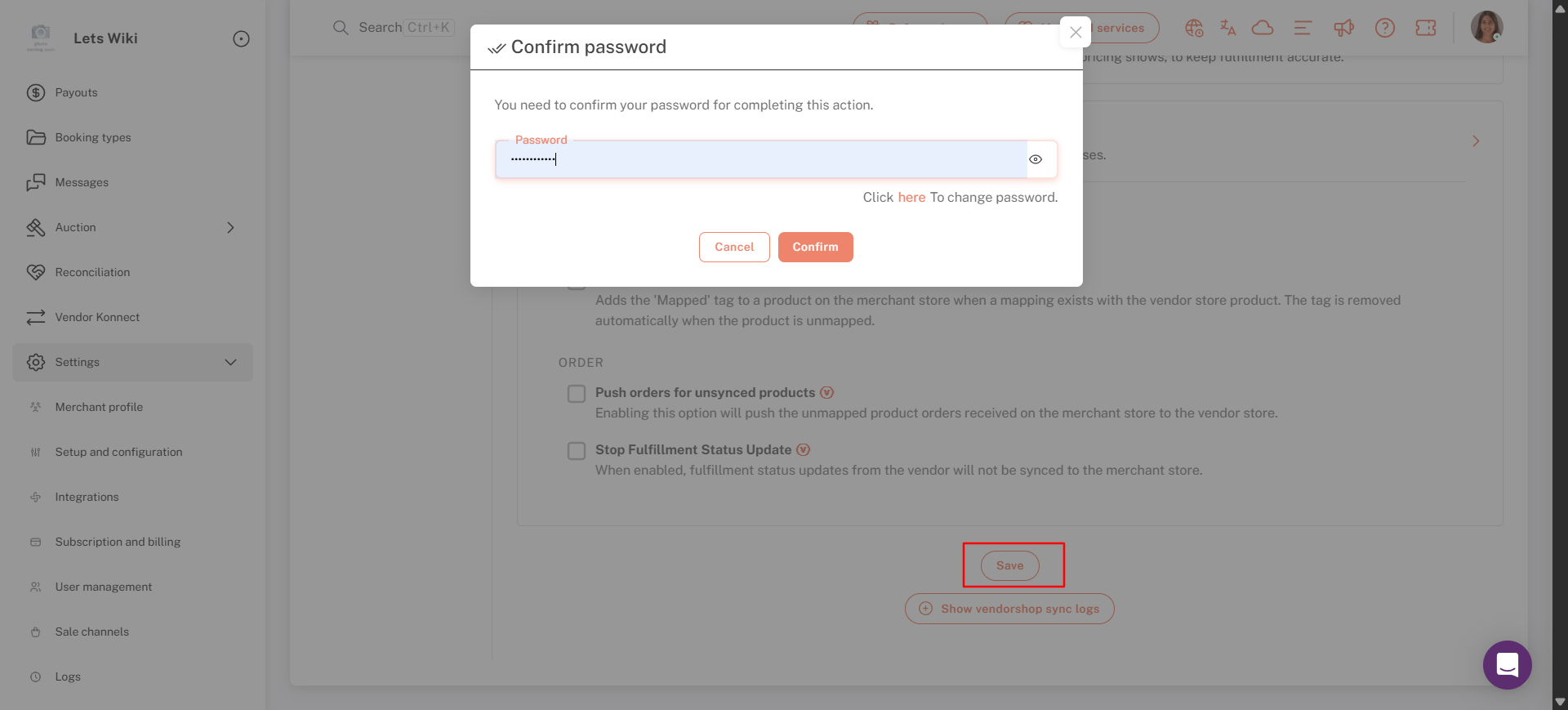 Save settings